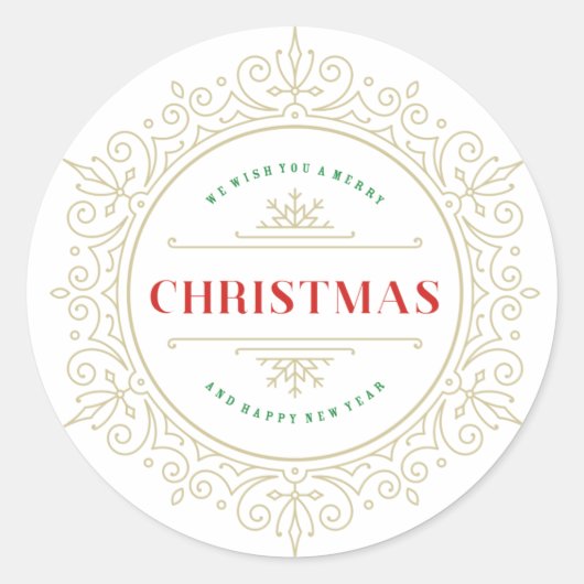 Elegant  Lijst Vakantie Groet Ronde Sticker (Voorkant)