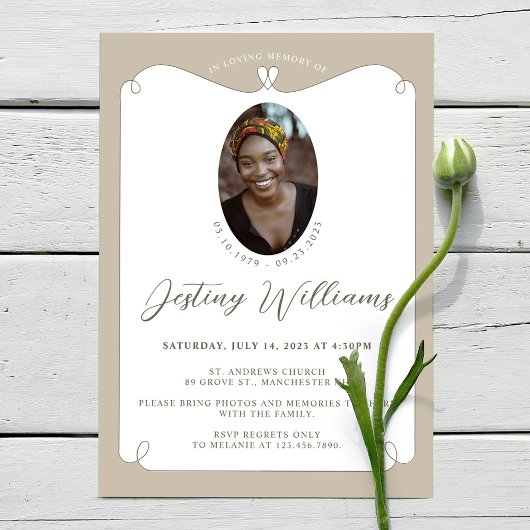 Elegant Lijst van het hart Geheugenfoto Funeral Kaart