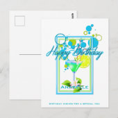 Elegant Lijst Vivid Colors Birthday Cocktail Briefkaart (Voorkant / Achterkant)