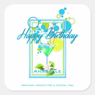 Elegant Lijst Vivid Colors Birthday Cocktail Vierkante Sticker