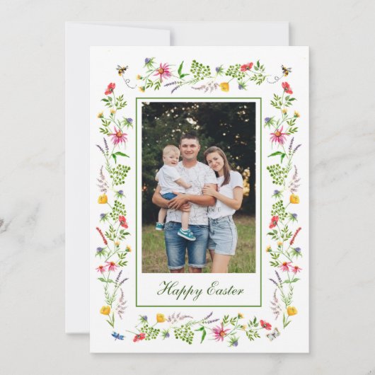 Elegant lijst voor wilde bloemen Paspoortkaart Aankondiging (Voorkant)