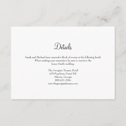 Elegant Lijst Weddenschap Informatiekaartje (Voorkant)