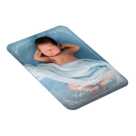 Elegant  Lijst Welkomstkondiging geboorte Magneet (Rechterzijde)