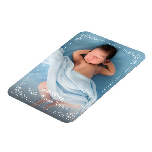 Elegant  Lijst Welkomstkondiging geboorte Magneet (Linkerzijde)