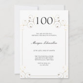 Elegant Lijst Wit Goud 100e Verjaardag Kaart (Voorkant)