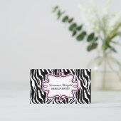 Elegant Lijst & Zebra Print Visitekaartje (Staand voorkant)