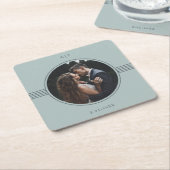 Elegant Lijst | Zee Glas Foto Bruiloft Kartonnen Onderzetters (Schuin)