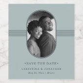 Elegant Lijst | Zee Glass Photo Save the Date Wijn Etiket (Enkel label)