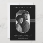 Elegant Lijst | Zilver en zwart met foto Save The Date (Voorkant)