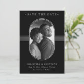 Elegant Lijst | Zilver en zwart met foto Save The Date (Staand voorkant)