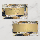 Elegant Lijst Zwart Geometrisch Marmer Aanbevelingskaartje (Voorkant / Achterkant)