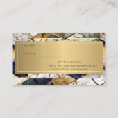 Elegant Lijst Zwart Geometrisch Marmer Aanbevelingskaartje (Achterkant)