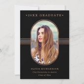 Elegant Lijst | Zwart Roos Gold Photo-Afstuderen Aankondiging (Voorkant)