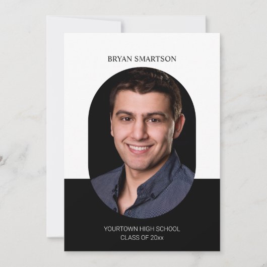 Elegant Lijst Zwart Wit 2-zijdig Afstuderen Foto Kaart (Voorkant)