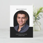 Elegant Lijst Zwart Wit 2-zijdig Afstuderen Foto Kaart (Staand voorkant)