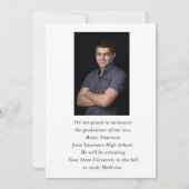 Elegant Lijst Zwart Wit 2-zijdig Afstuderen Foto Kaart (Achterkant)