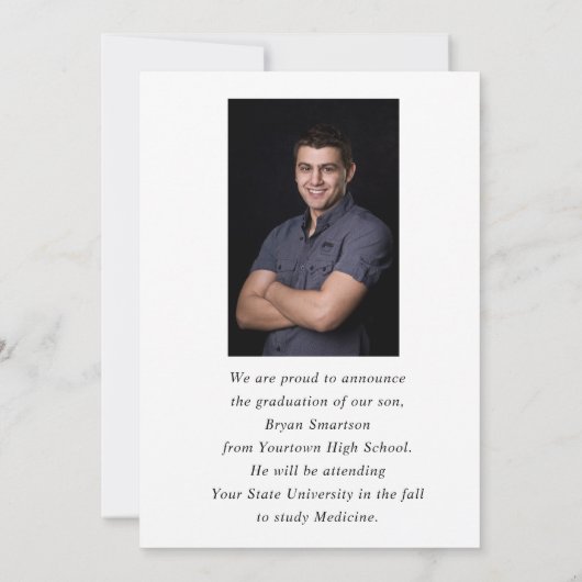 Elegant Lijst Zwart Wit 2-zijdig Afstuderen Foto Kaart (Achterkant)