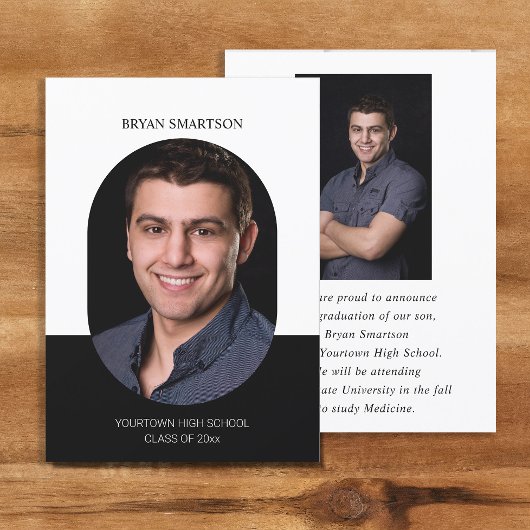 Elegant Lijst Zwart Wit 2-zijdig Afstuderen Foto Kaart