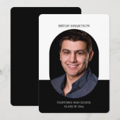 Elegant Lijst Zwart Wit Afstuderen Foto Kaart (Voorkant / Achterkant)