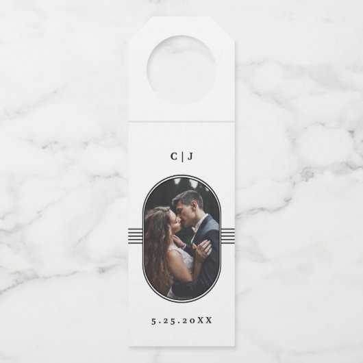 Elegant Lijst | Zwart-witfotoweddenschap Flessenhanger (Voorkant)