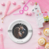 Elegant Lijst | Zwart-witfotoweddenschap Papieren Bordje (Feest)