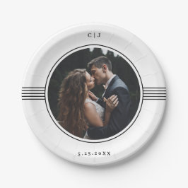 Elegant Lijst | Zwart-witfotoweddenschap Papieren Bordje