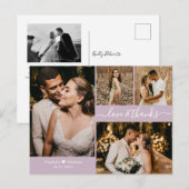 Elegant Lila 4 Foto Collage Weddenschap Hartelijk  Briefkaart (Voorkant / Achterkant)