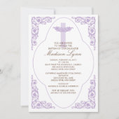 Elegant Lila Baptisme Uitnodiging (Voorkant)