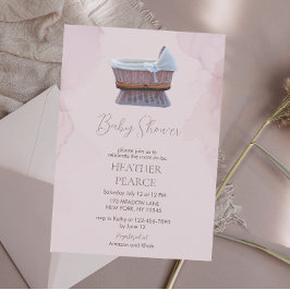 Elegant Lila  Bassinet Baby shower Kaart