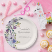 Elegant Lila Blauw Horizontaal Quinceañera Papieren Bordje (Feest)