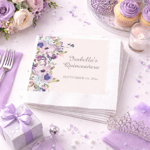 Elegant Lila Blauw Horizontaal Quinceañera Servet