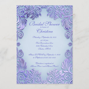 Elegant Lila blauw leder Bridal Shower Invitations Kaart