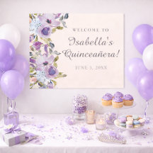 Elegant lila-blauwe bloemstuk Quinceañera welkom