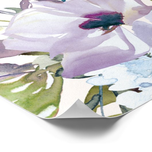 Elegant lila-blauwe bloemstuk Quinceañera welkom Poster (Hoek)