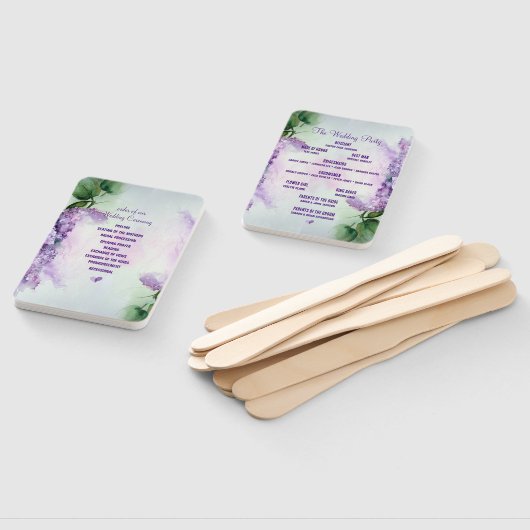 Elegant Lila Bloemen Trouwprogramma Handwaaier (Niet-gemonteerd)