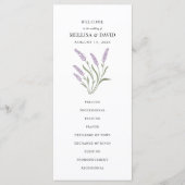 Elegant Lila Bloemen Trouwprogramma Menu (Voorkant)