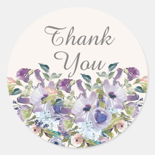 Elegant Lila Blue Floral Quinceañera Hartelijk dan Ronde Sticker (Voorkant)