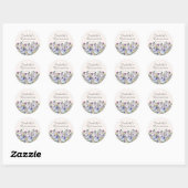 Elegant Lila Blue Floral Quinceañera Naam Datum Ronde Sticker (Vel)