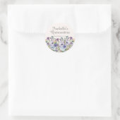 Elegant Lila Blue Floral Quinceañera Naam Datum Ronde Sticker (Tas)