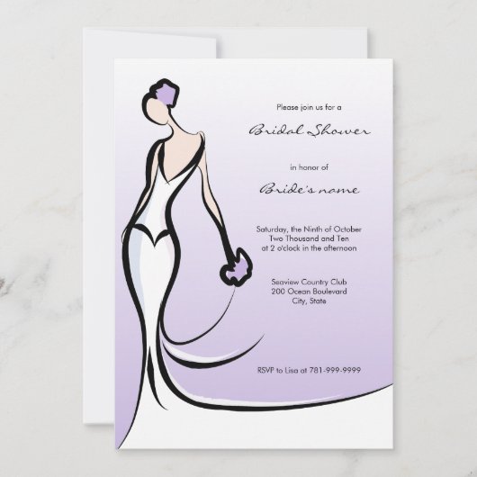 Elegant Lila Bridal Shower Invitations Kaart (Voorkant)