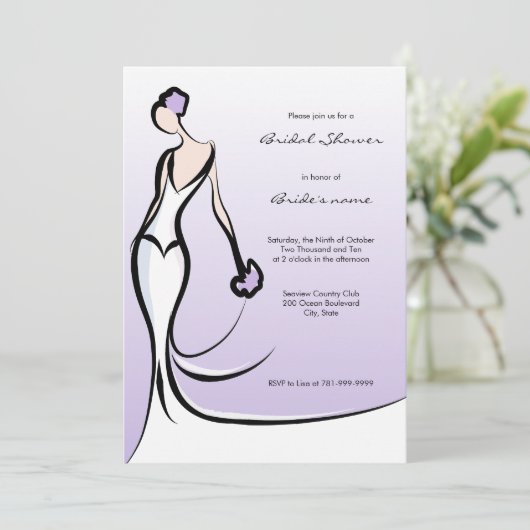 Elegant Lila Bridal Shower Invitations Kaart (Staand voorkant)