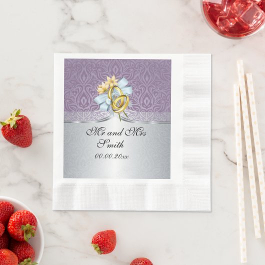 Elegant Lila bruiloft, gepersonaliseerd papier ser Servet (Insitu)