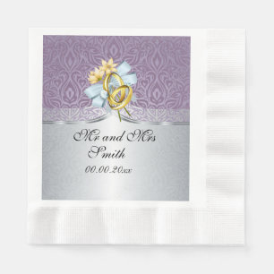 Elegant Lila bruiloft, gepersonaliseerd papier ser Servet