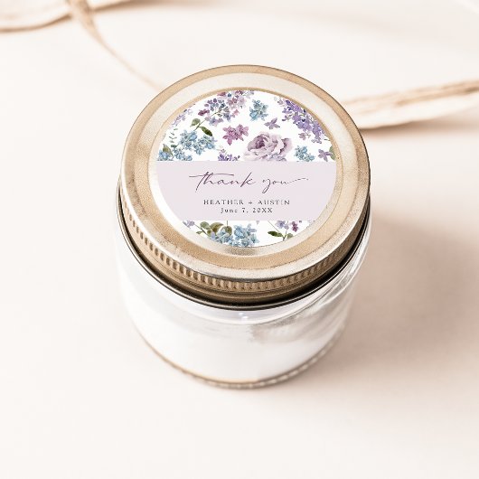 Elegant Lila Bruiloft Ronde Sticker
