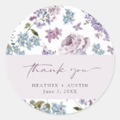 Elegant Lila Bruiloft Ronde Sticker (Voorkant)