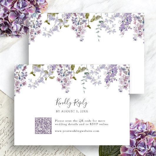 Elegant Lila Bruiloft RSVP Kaartje