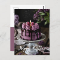 Elegant Lila Cake Birthday Greeting