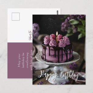 Elegant Lila Cake Birthday Greeting Briefkaart