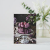 Elegant Lila Cake Birthday Greeting Briefkaart (Staand voorkant)