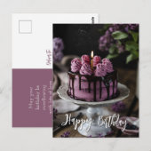 Elegant Lila Cake Birthday Greeting Briefkaart (Voorkant / Achterkant)